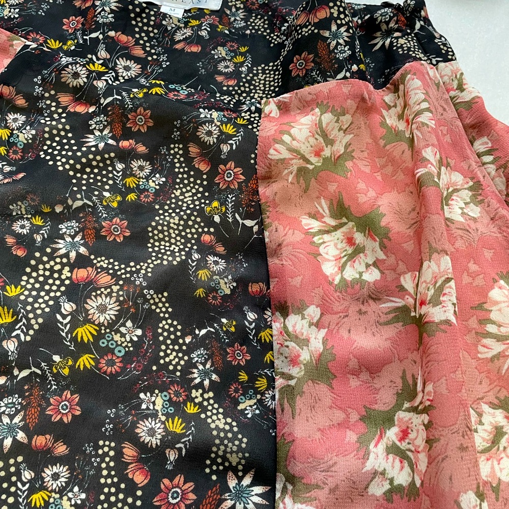 NWT DOWNEAST SKIRT M BOHO FEMININE CHIFFON OVERLAY LINED RUFFLED HEM ZIP ROSE - Picture 11 of 11